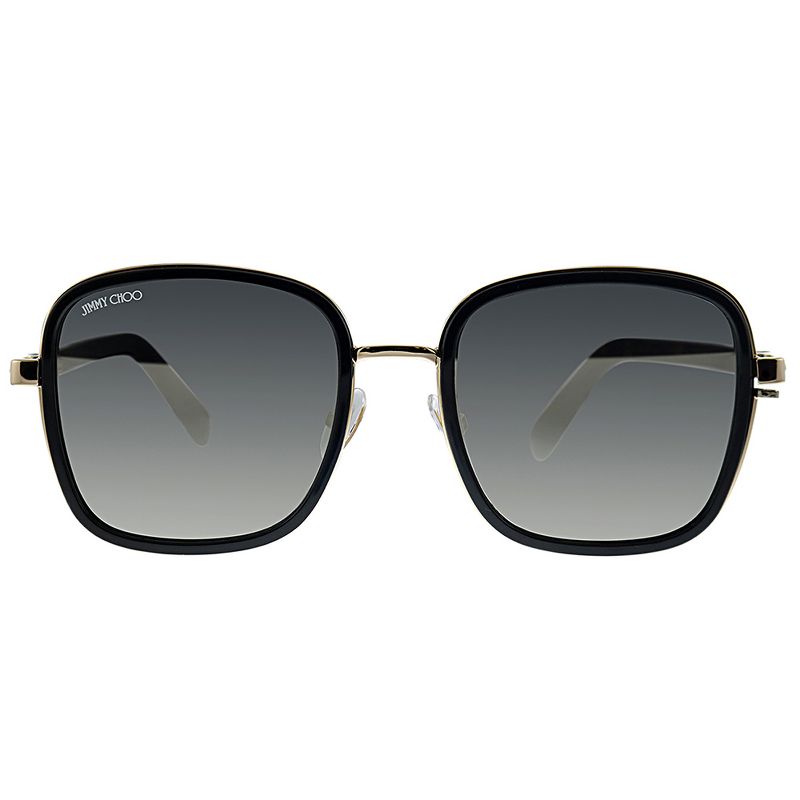 Jimmy Choo Elva/S 2M2_T4 Womens Rectangle Sunglasses Black Gold 54mm