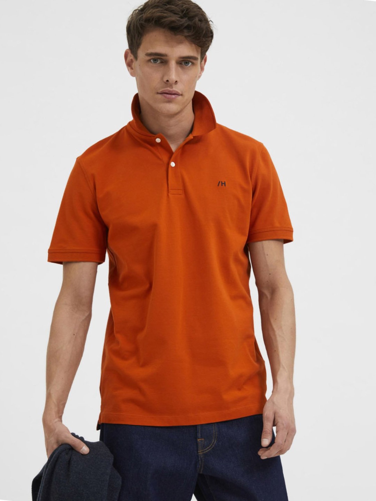 SELECTED HOMME Gold Flame Cotton Regular Fit Polo T-Shirt