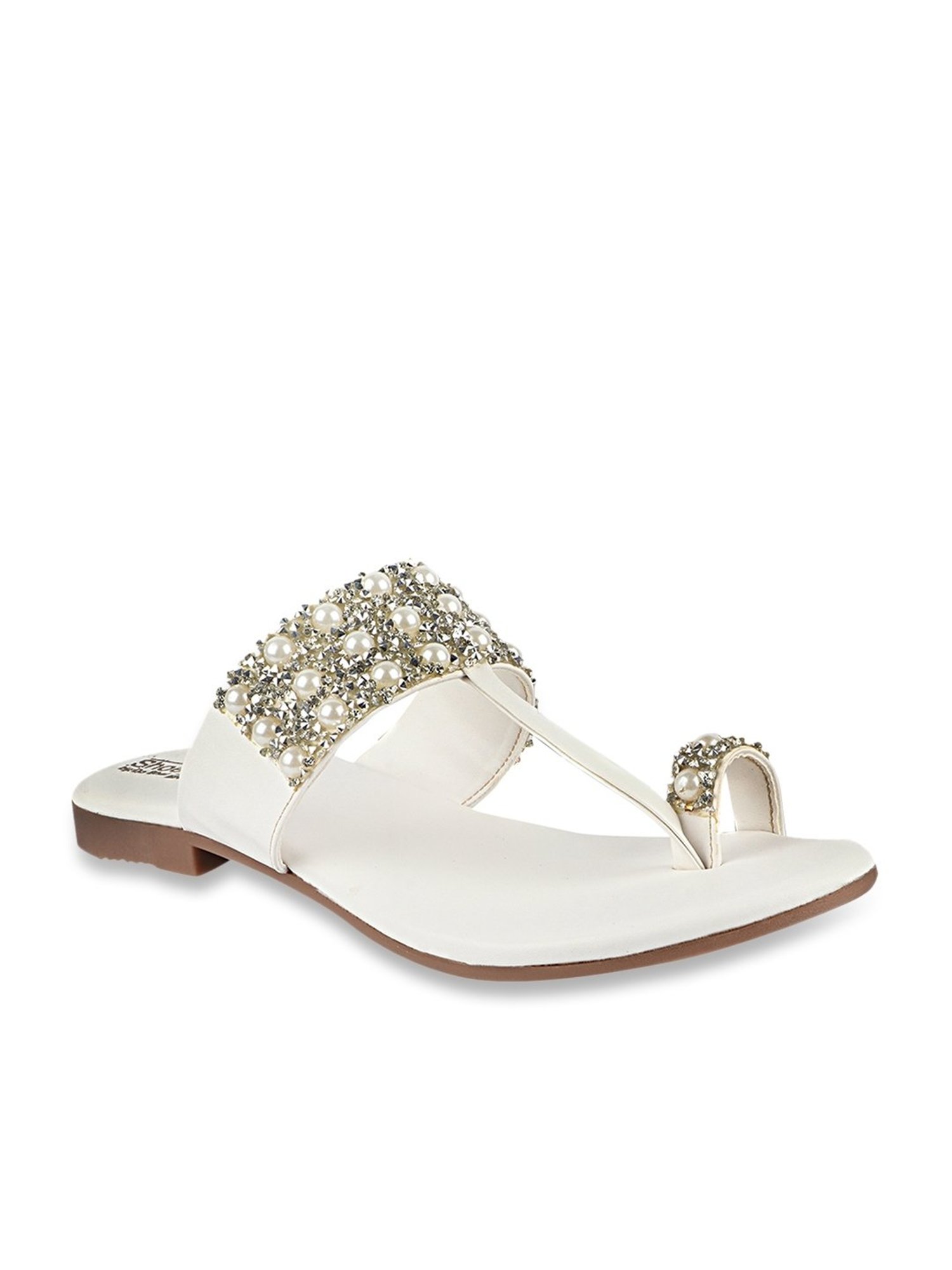 Shoetopia Women's White Toe Ring Sandals