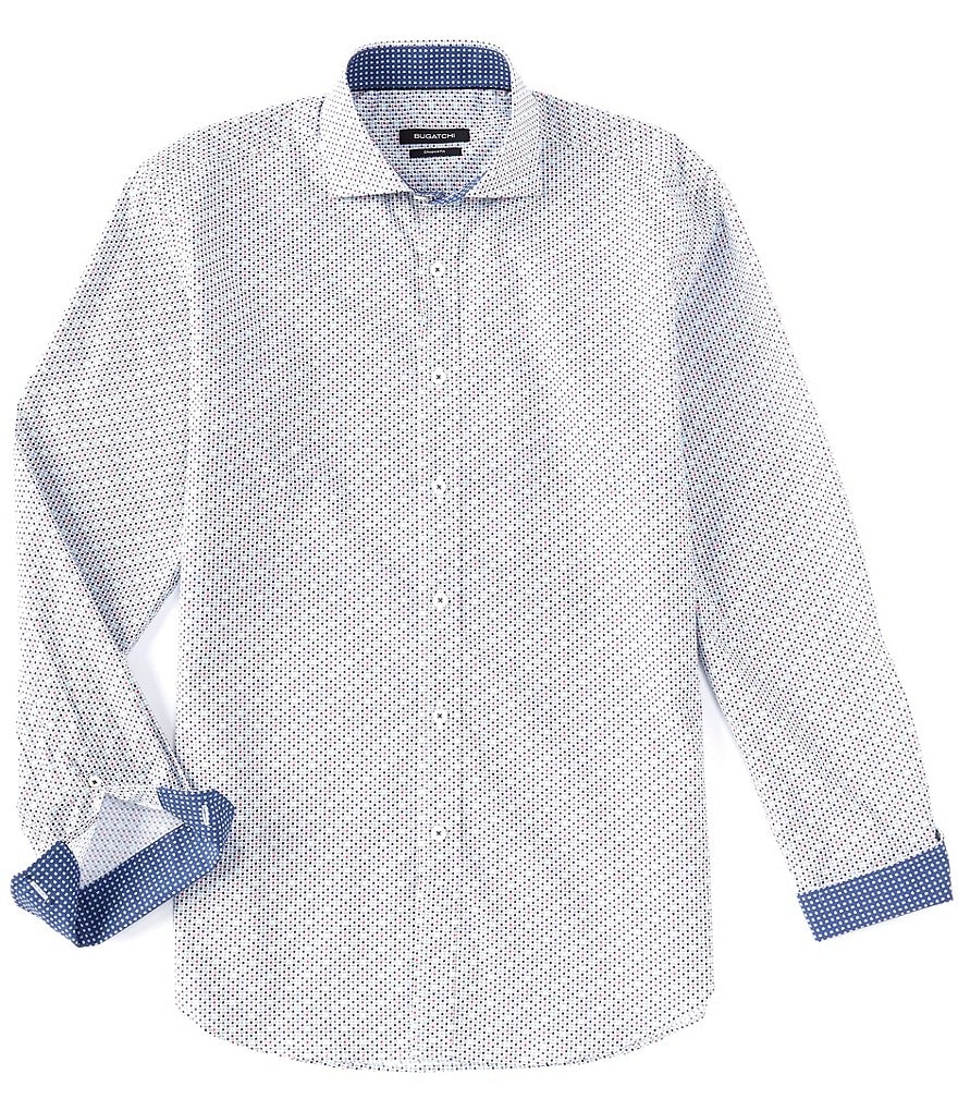 Bugatchi Shaped-Fit Printed Long-Sleeve Woven Shirt