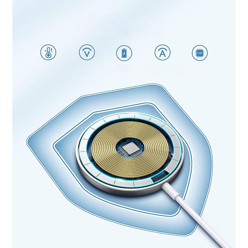 Choetech Magnetic Wireless Charger Compatible with MagS Charger Fast Wireless Charging Pad for iPhone 1212 mini12 Pro12 Pro Max AirPods Pro 2 5ft Cable - T517F-Silver White