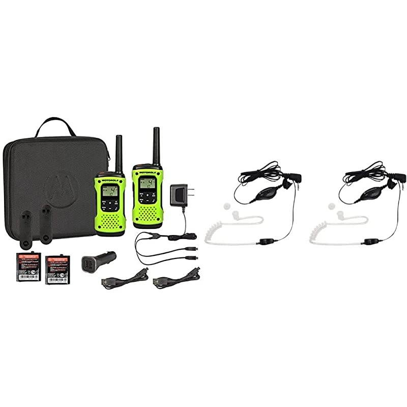 T605 Talkabout 2 Pack Bundle Bundle with 1518 Surveillance Headset with PTT Mic Black White