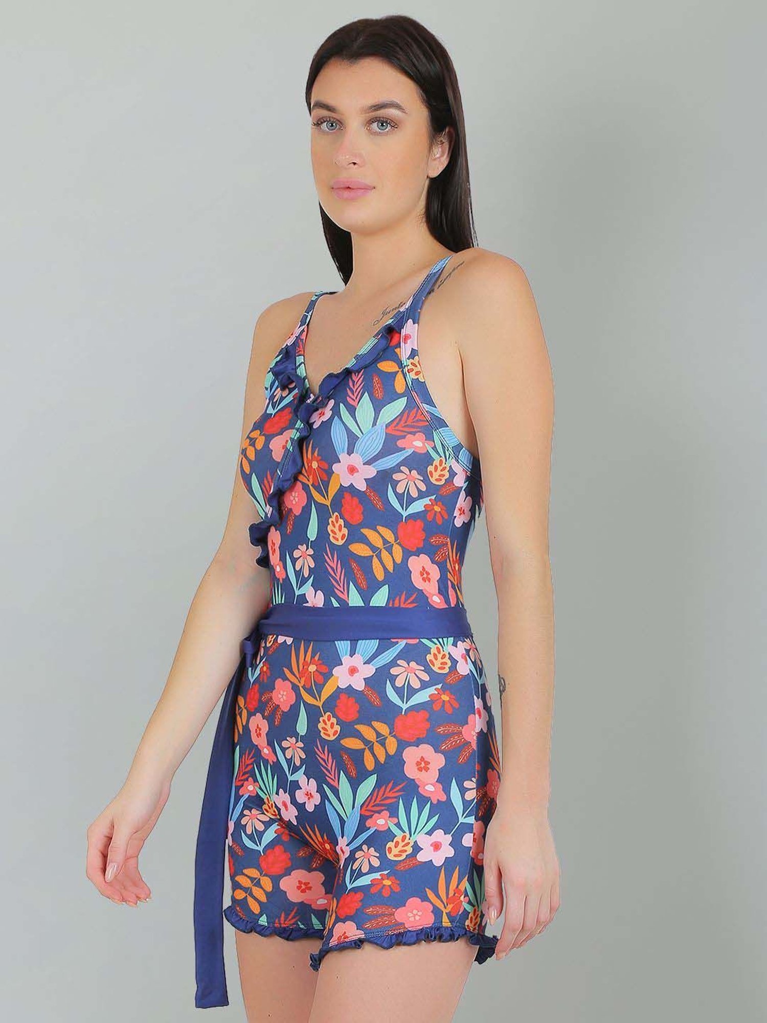 N-Gal Blue Printed Swimsuit