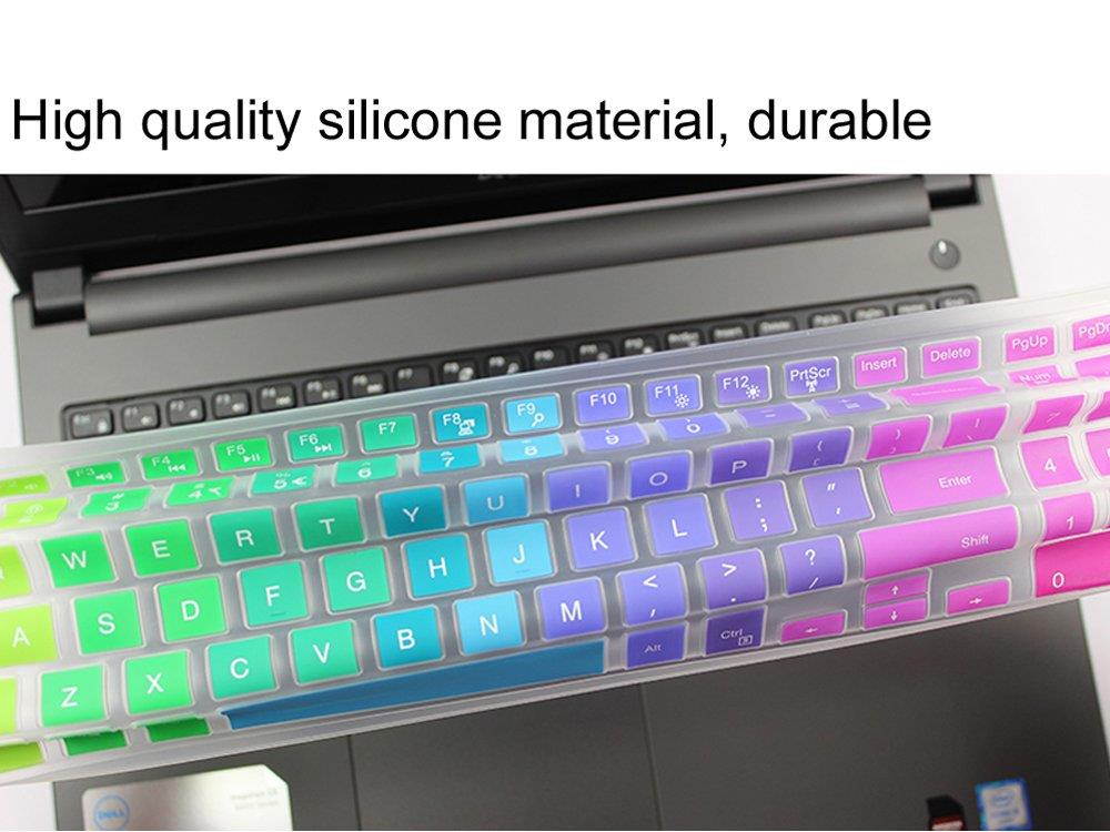 Colorful Dell Inspiron Keyboard Cover Compatible Dell G3 G5 G7 15.6 inch Series, 15.6" Dell Inspiron 15 3000 5000 7000 Series, 17.3" DELL Inspiron 17 5000 Series(with Numeric Keypad), Rainbow