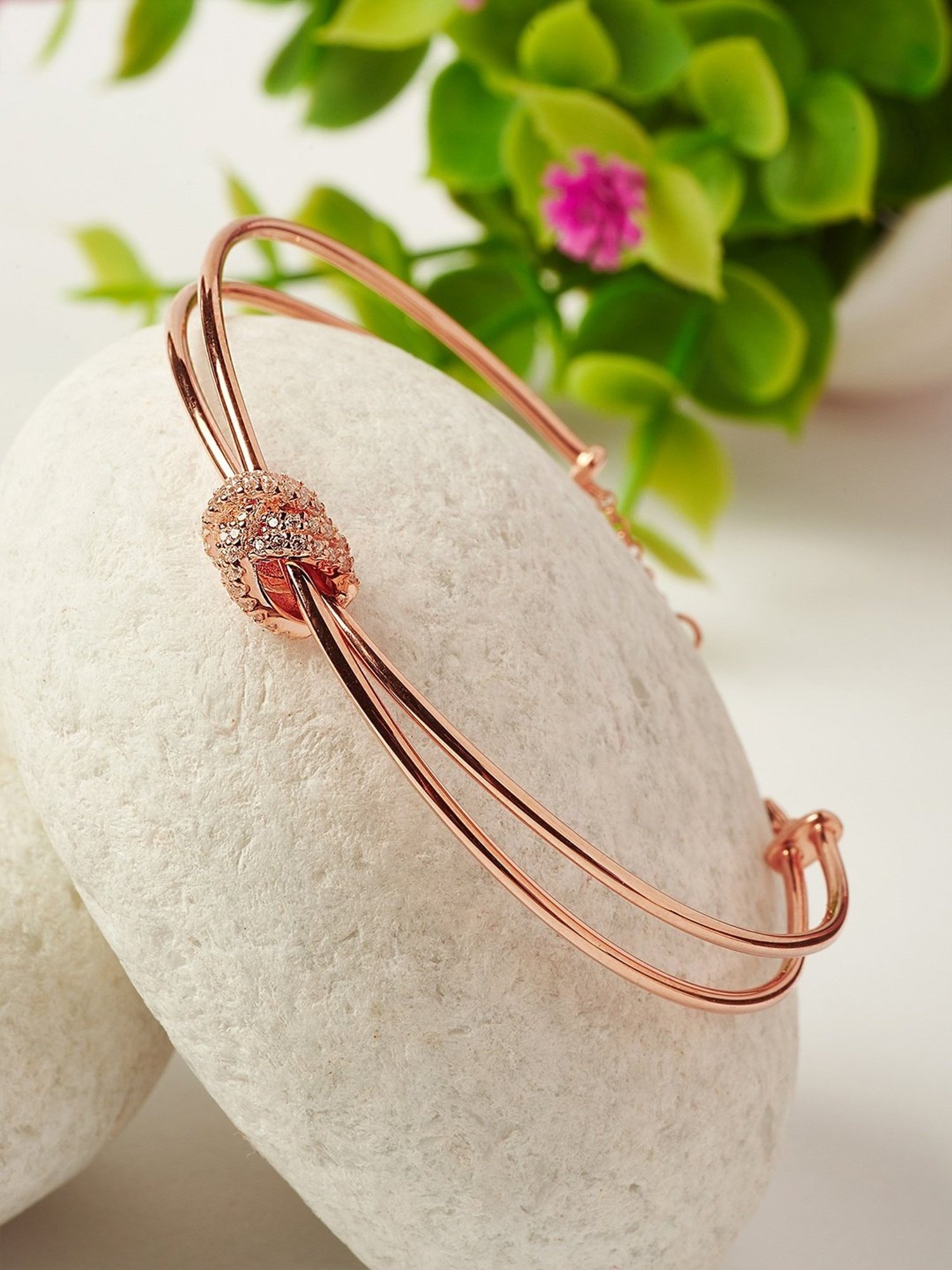 Silberry 92.5 Sterling Rose Gold Knot Kada