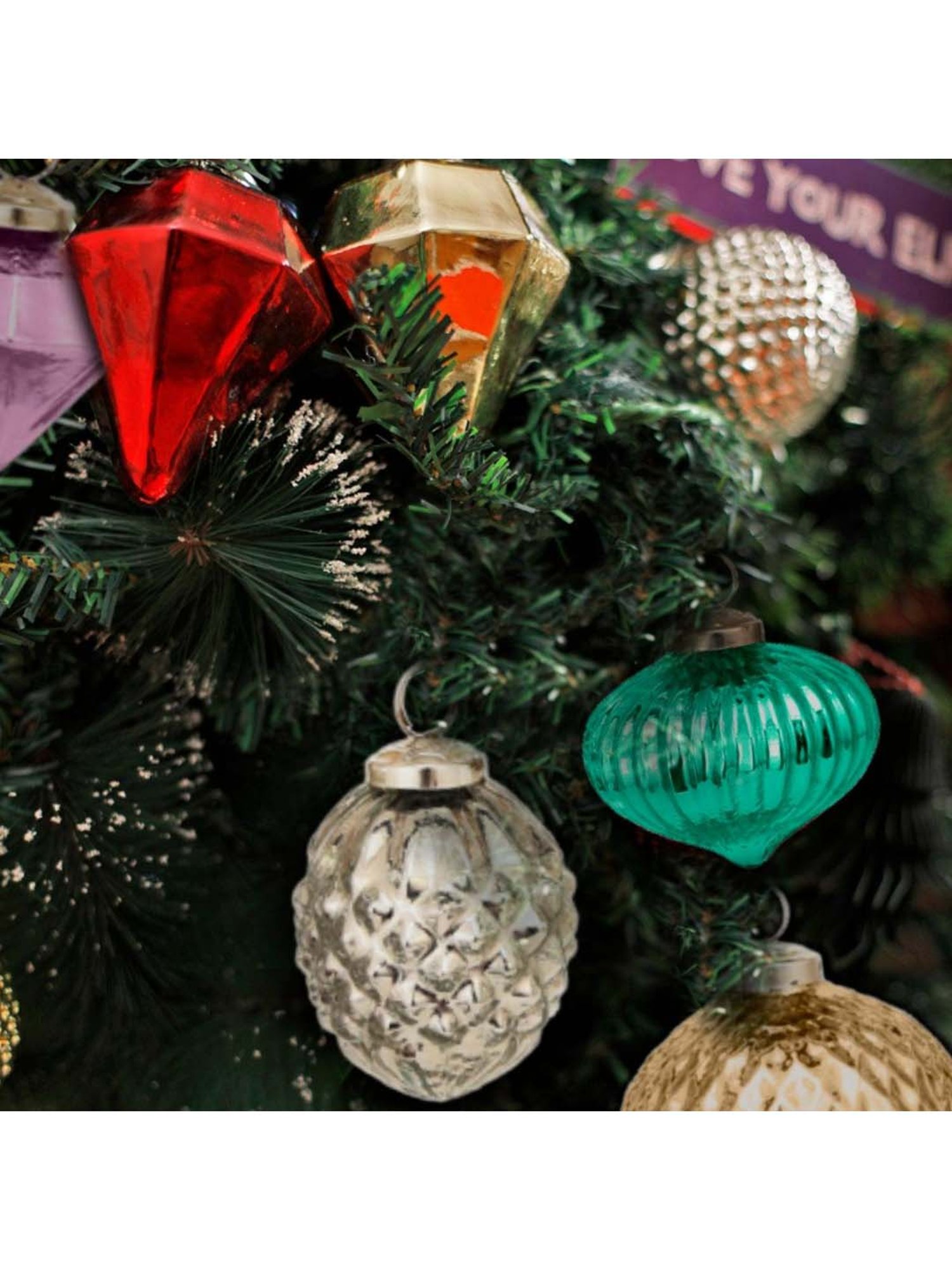 Home4U Golden Glass 7.5 cm Christmas Ornaments - Set of 5