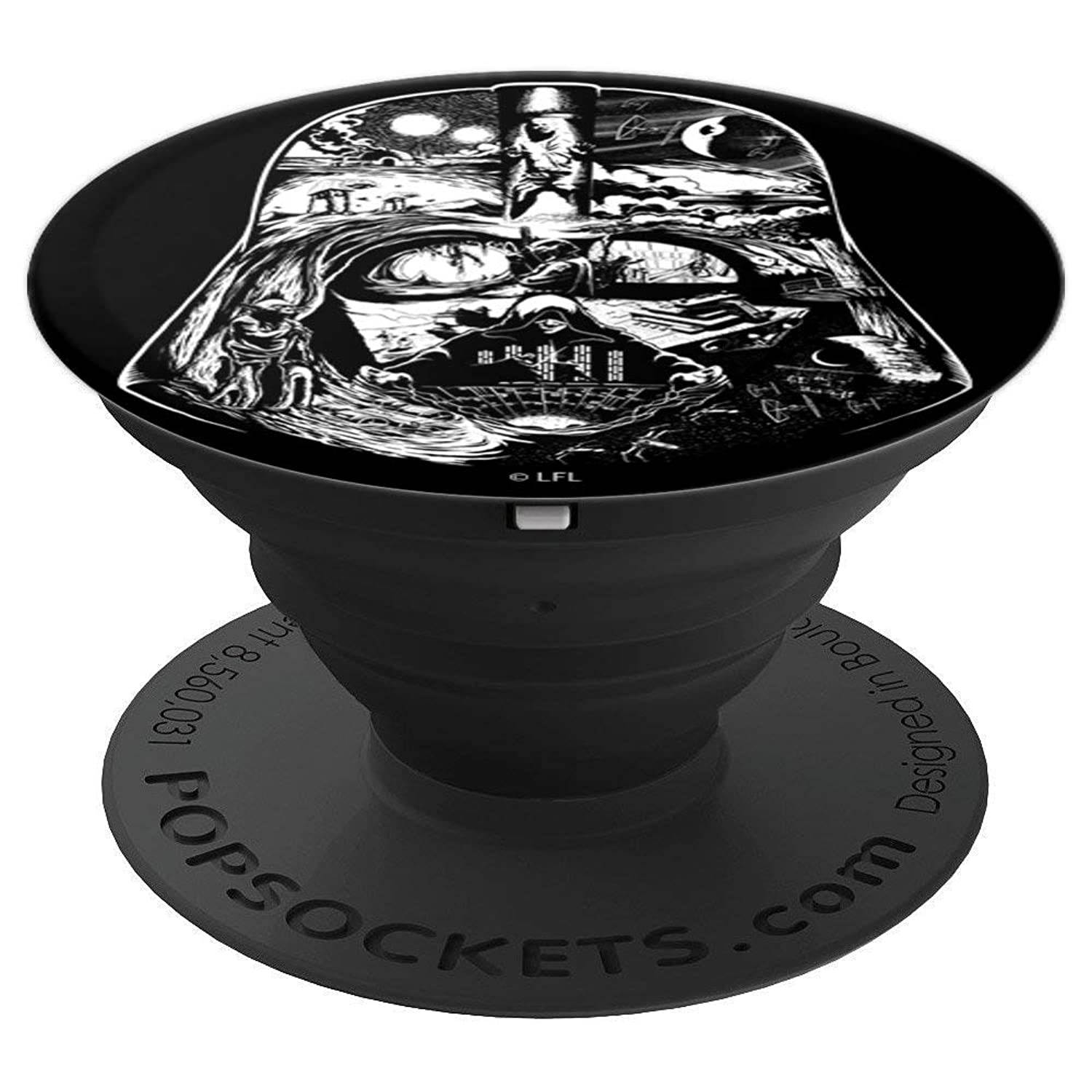 Star Wars Darth Vader Helmet Saga Black And White PopSockets Grip and Stand for Phones and Tablets