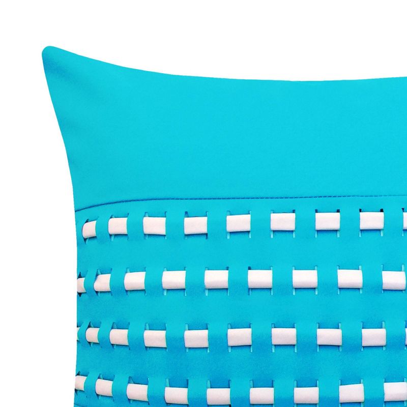 17" x 17" Woven Cord Patio Throw Pillow Aqua - Edie@Home