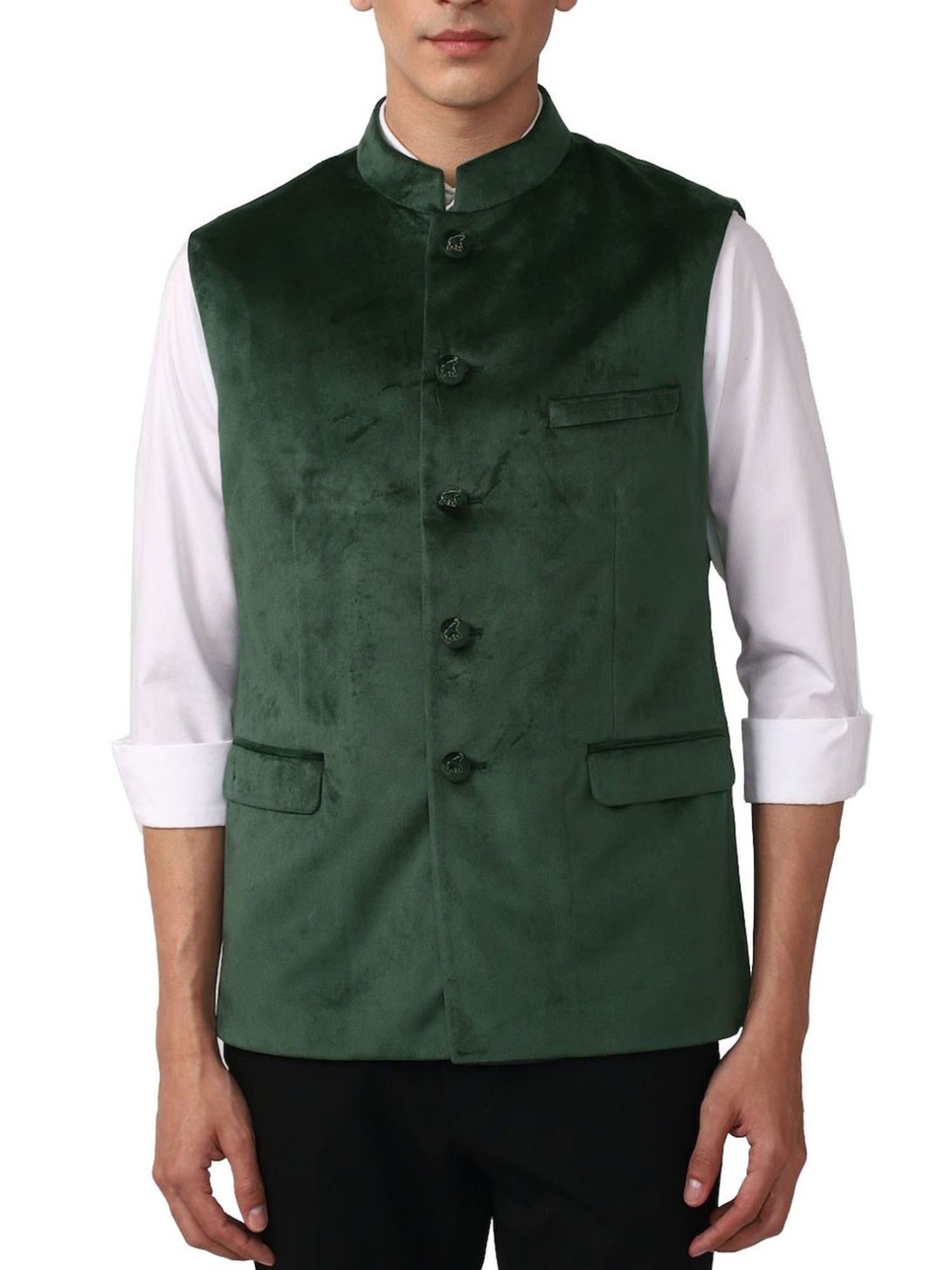 Simon Carter London Green Slim Fit Nehru Jacket
