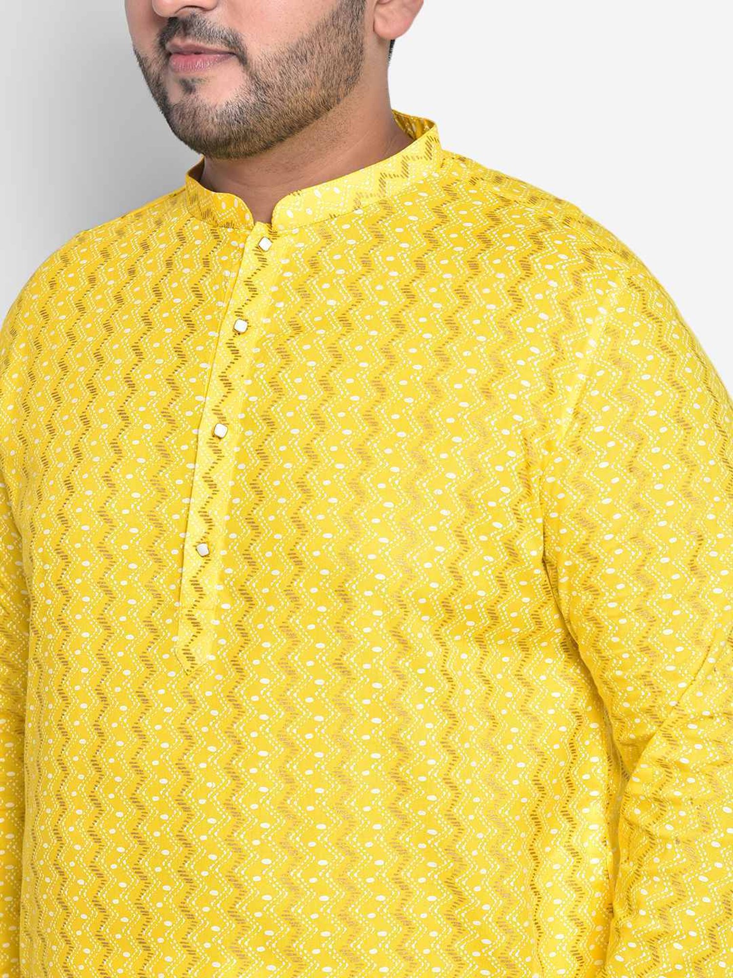 KISAH PLUS Yellow Regular Fit Printed Kurta Bottom Set