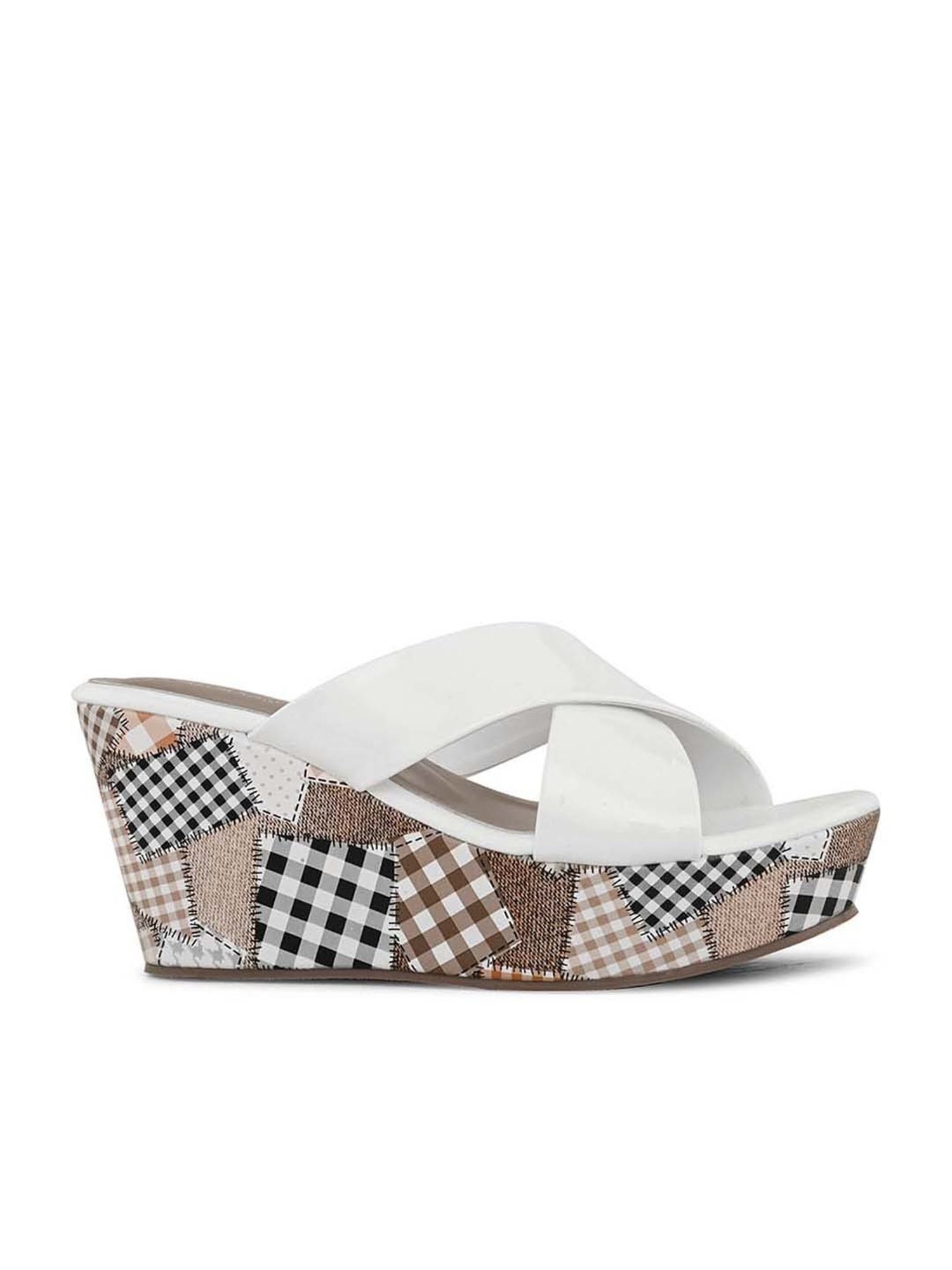 Pelle Albero Women's White Cross Strap Wedges