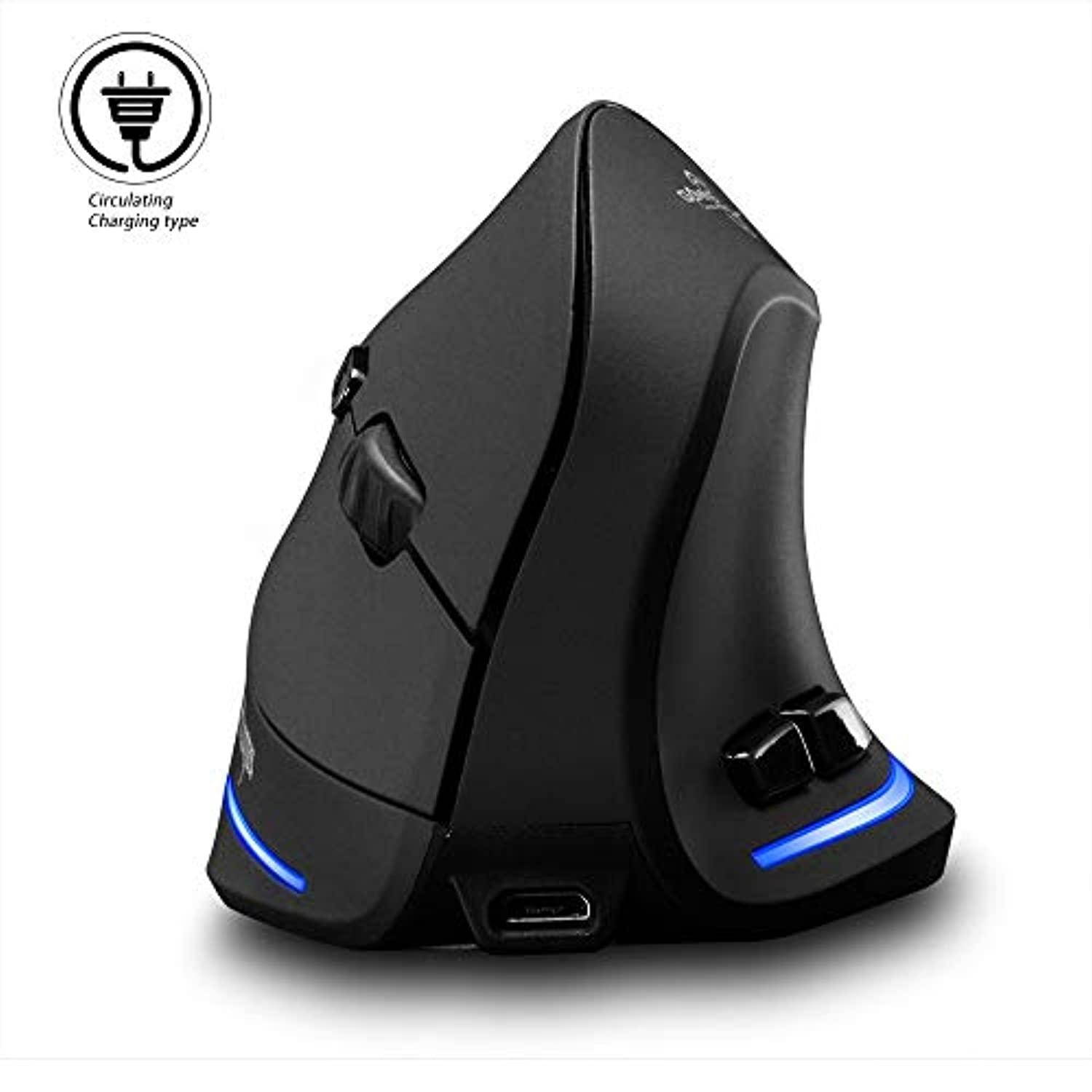 vertical mouse wireless, attoe right handed 2.4ghz wireless ergonomic rechargeable vertical mouse with 3 adjustable dpi 1000/16