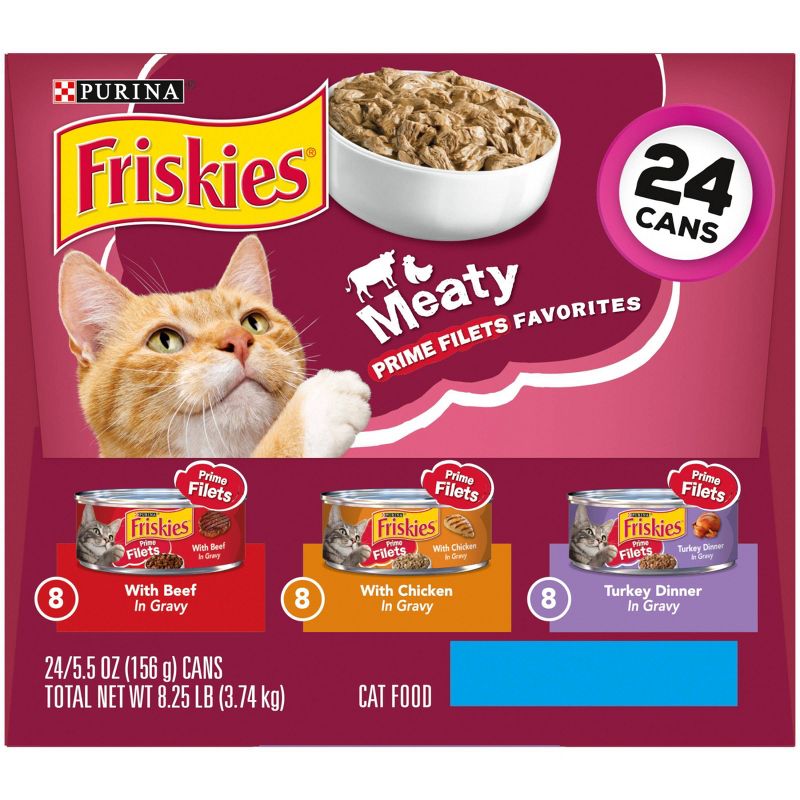 Purina Friskies Meaty Prime Filets Favorites Wet Cat Food - 5.5oz/24ct Variety Pack
