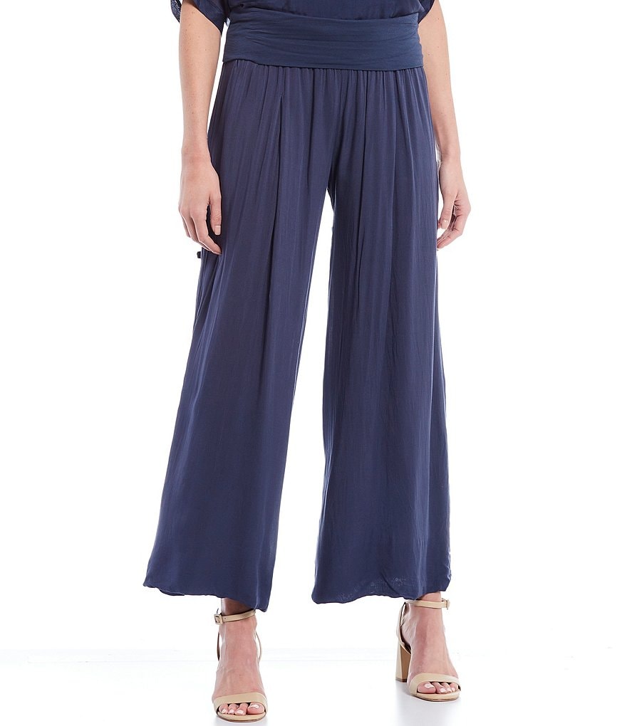 M Made in Italy Pull-On Pleat Detail Wide Leg Pants