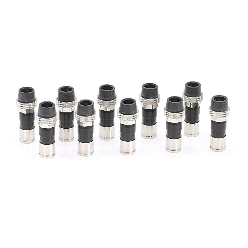 Cable Compression Fitting Connector for RG6 Coax Cable with Weather Seal O Ring Weather Boot and Water Tight Grip 100 Pack