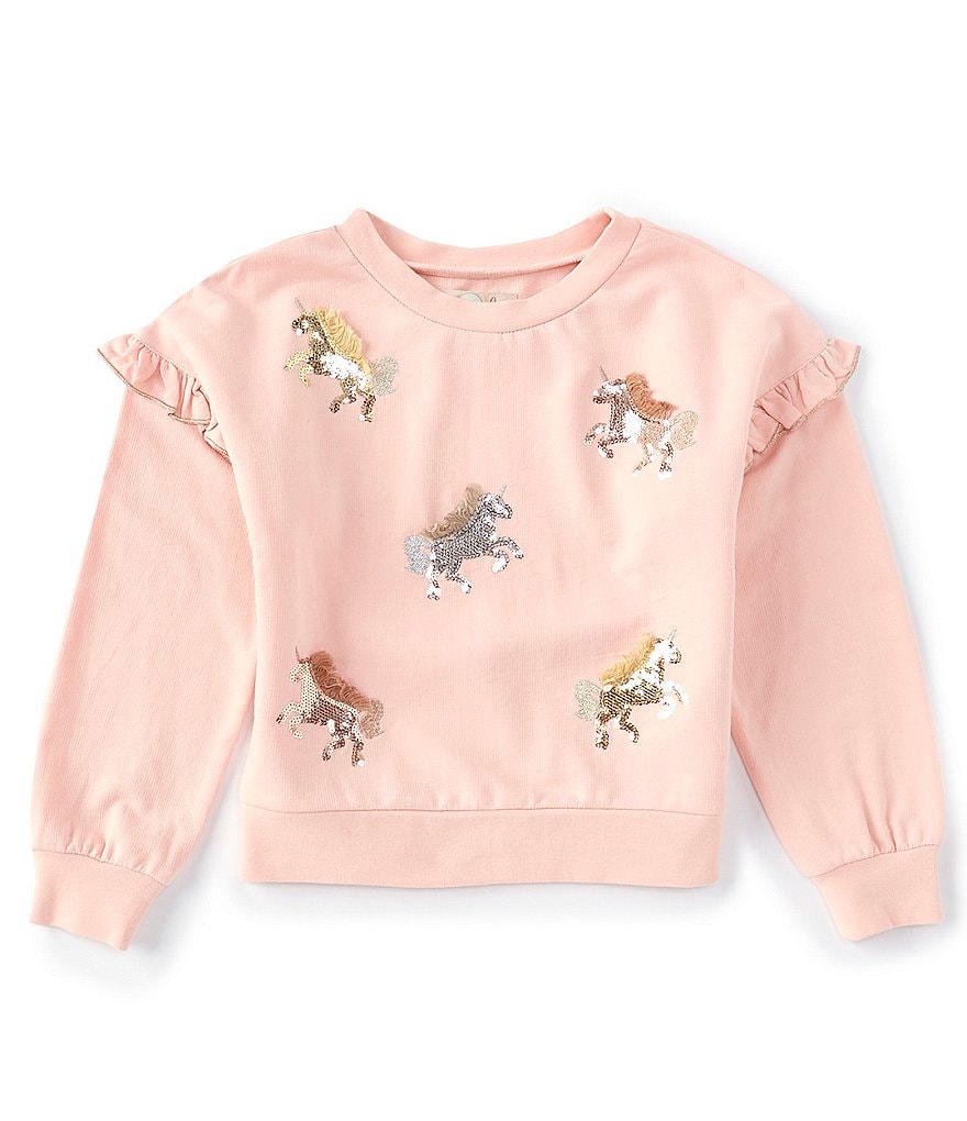 Peek Little/Big Girls 2T-12 Long-Sleeve Sequin Unicorns Sweatshirt Top