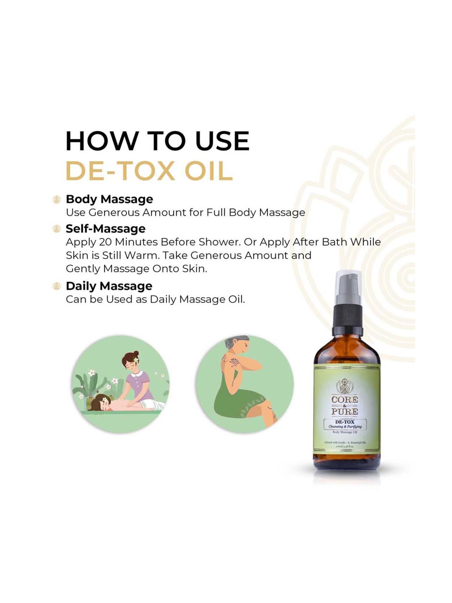 CORE & PURE De-Tox Massage Oil - 100 ml