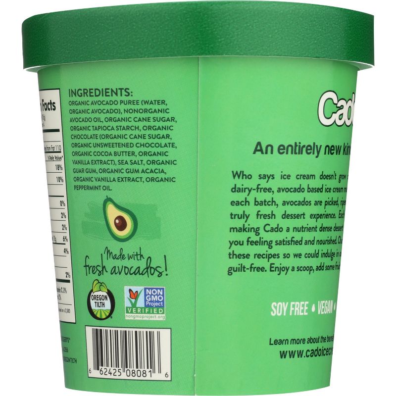 Cado Non-Dairy Avocado Frozen Dessert Mint Chocolate Chip - 1pt