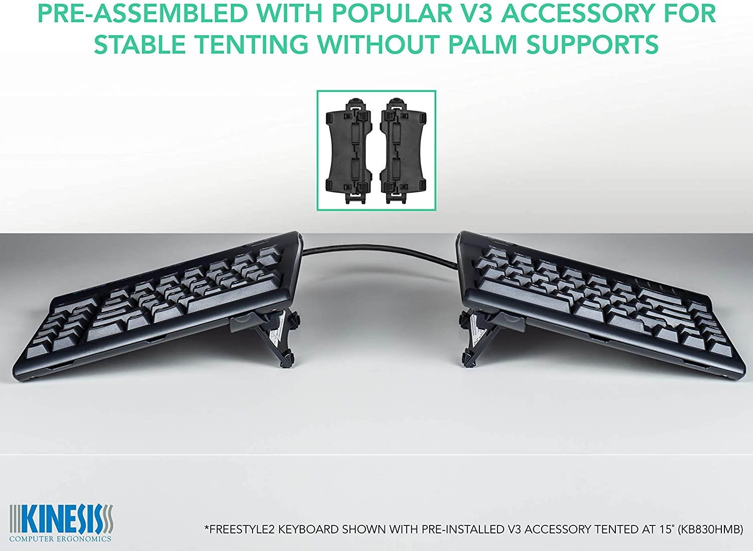 Kinesis Freestyle2 Ergonomic Keyboard w/ V3 Lifters for PC (9" Separation)