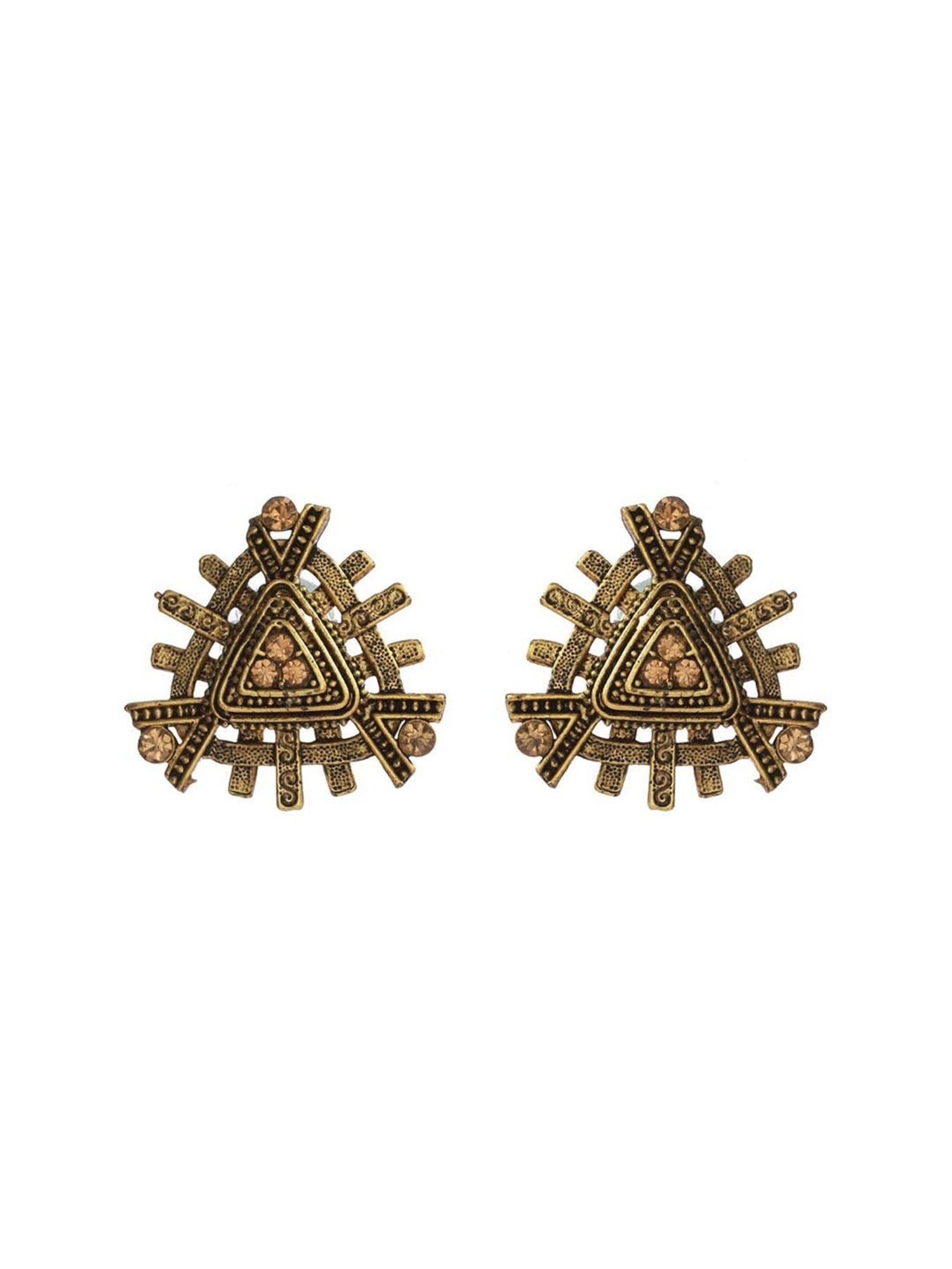 Priyaasi Floral Golden & Silver Stud Earrings