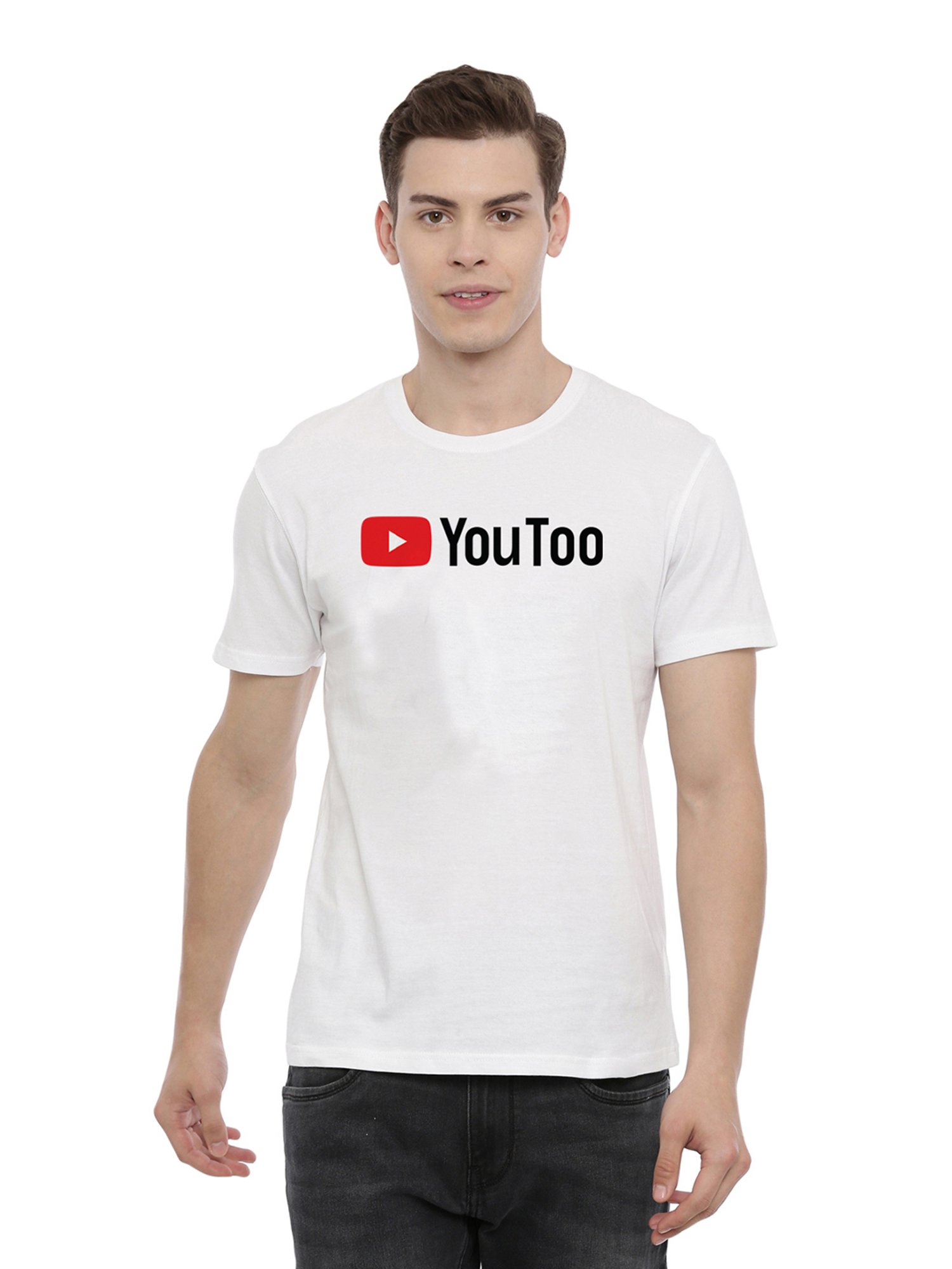 BLACK RADIO White Slim Fit Printed Cotton Crew T-Shirt