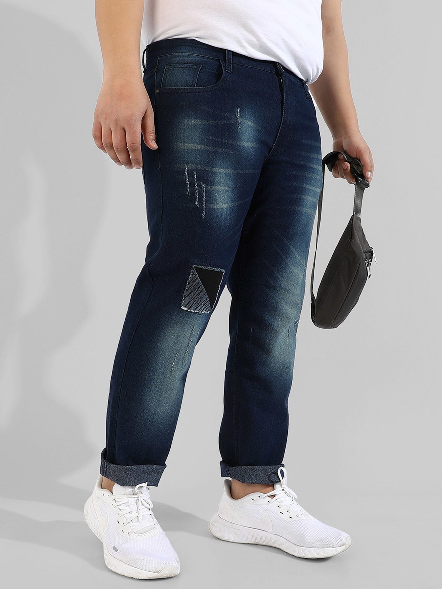 Instafab Plus Blue Regular fit Distressed Plus Size Distressed Jeans