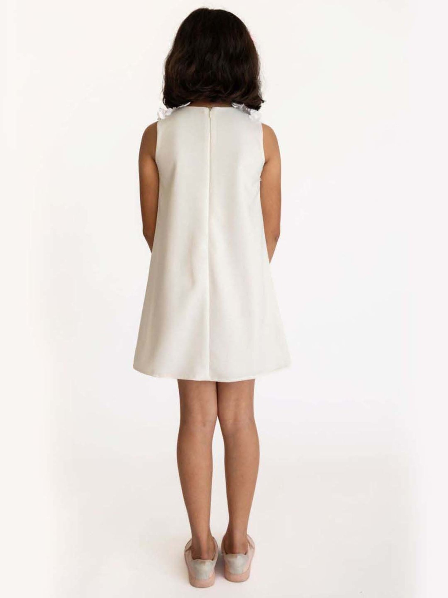 A Little Fable White & Pink Applique Dress