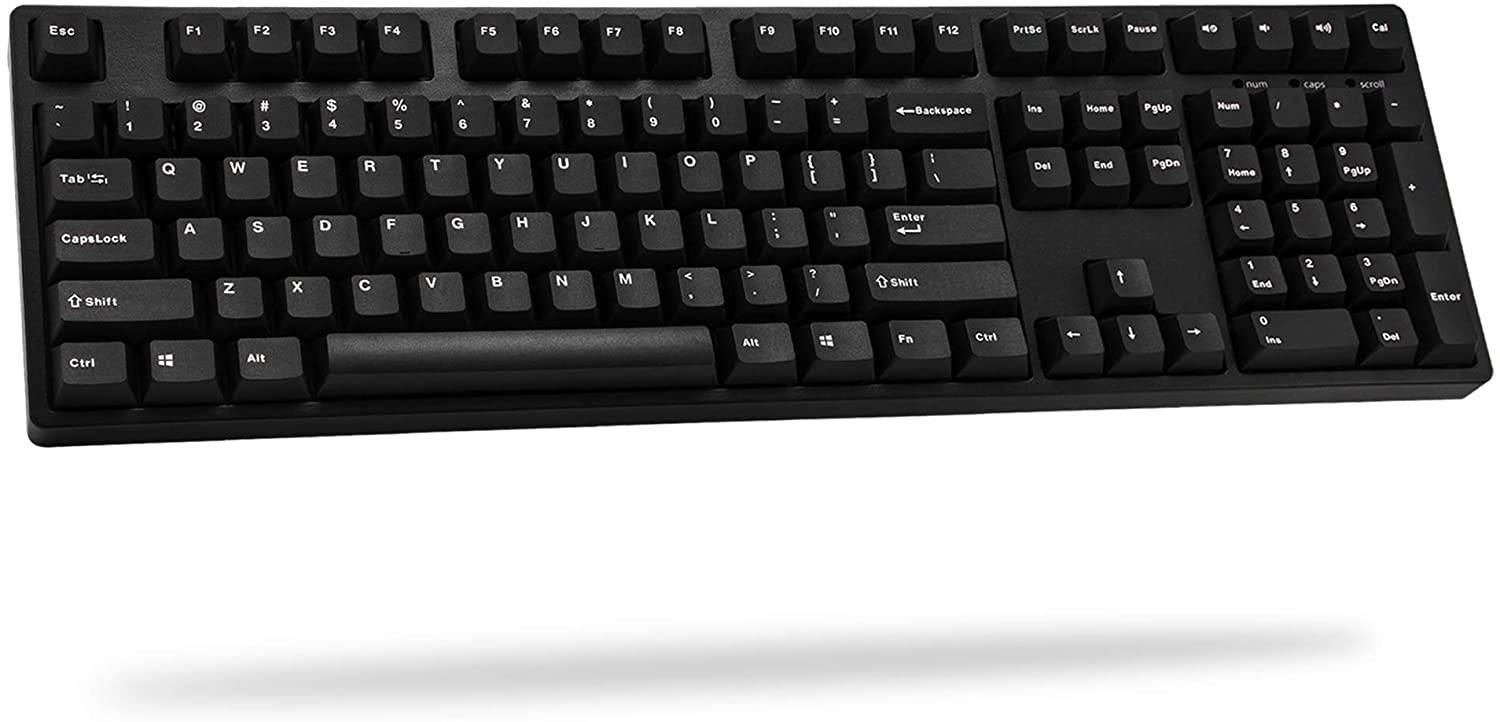 iKBC CD108 v2 Mechanical Keyboard with Cherry MX Silent Red Switch for Windows and Mac, Full Size Ergonomic Keyboard with PBT Double Shot Keycaps for Desktop and Laptop, 108-Key, Black, ANSI/US