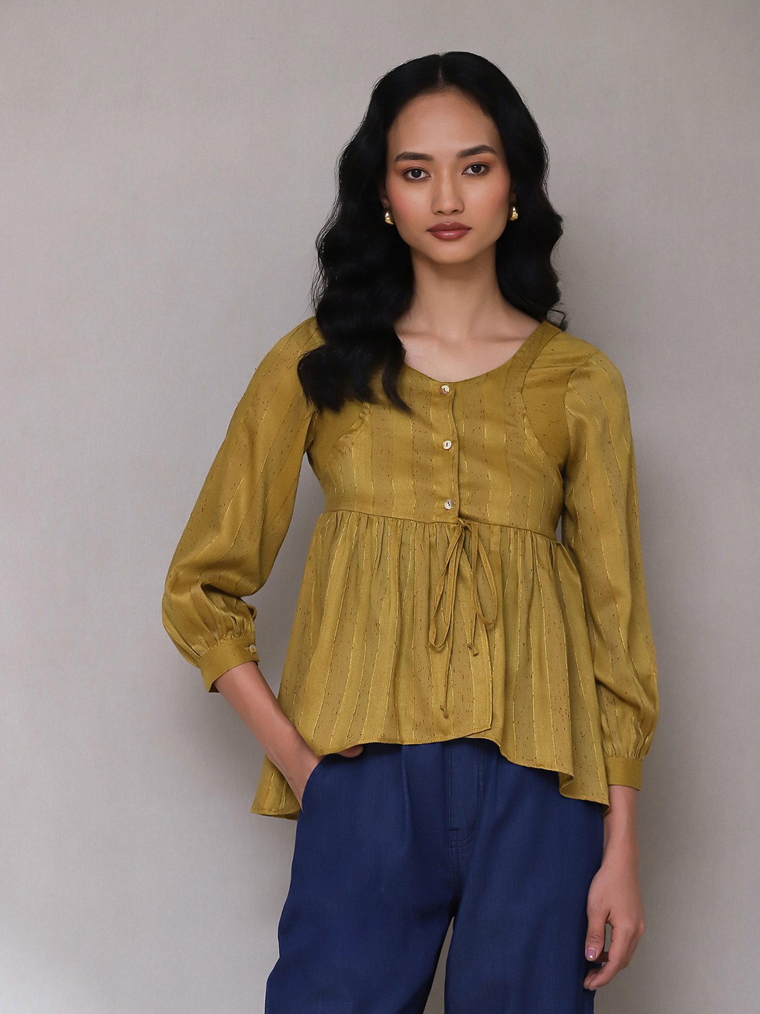 aarke Ritu Kumar Mustard Relaxed Fit Top