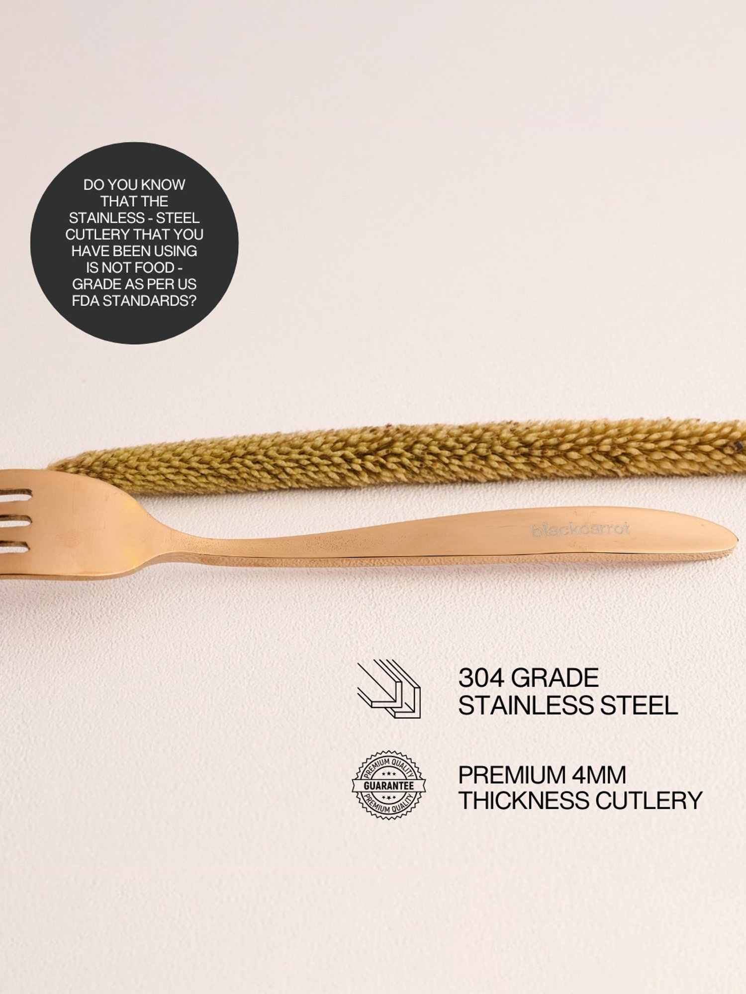 BlackCarrot Rose Gold Stainless Steel Fork Set of 3