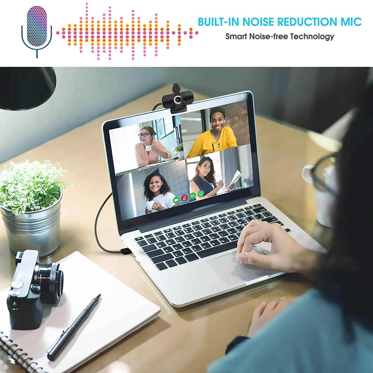 CUUWE Webcam with Microphone,1080P HD Webcam USB 2.0 Computer Cameras with Privacy Shutter & Webcam, Plug and Play,Webcam for Laptop, Desktop, Live Streaming, Conference, Online Classes, Video Chat