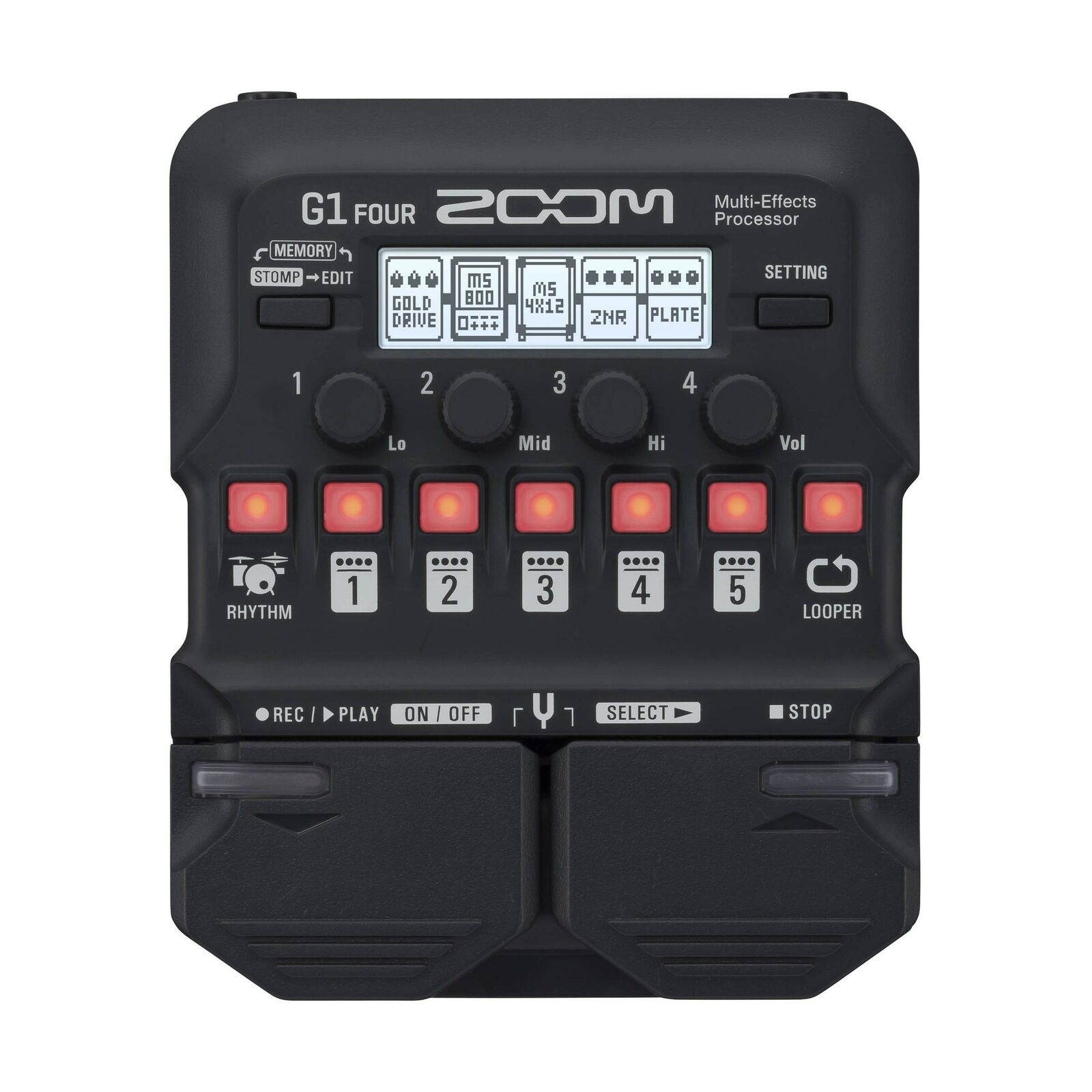 Zoom G1 Four Guitar Multi-Effects Processor + AA Batteries, Cables and Fibert...