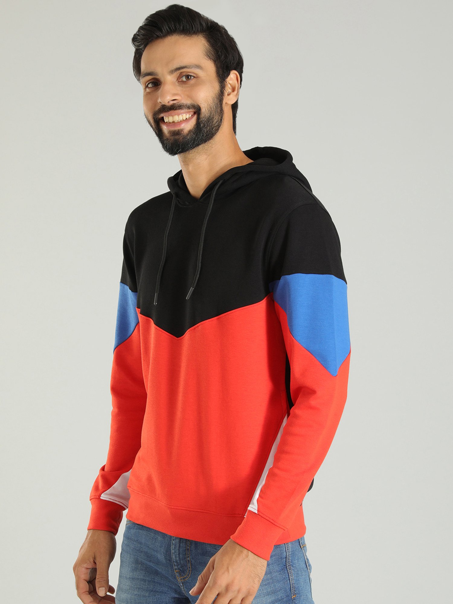 Indian Terrain Multicolor Regular Fit Hooded Sweatshirt