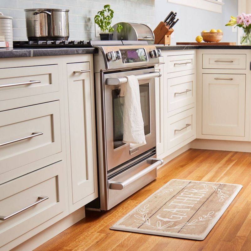 Nicole Miller 20" x 39" New York Gather Kitchen Mat Brown/White