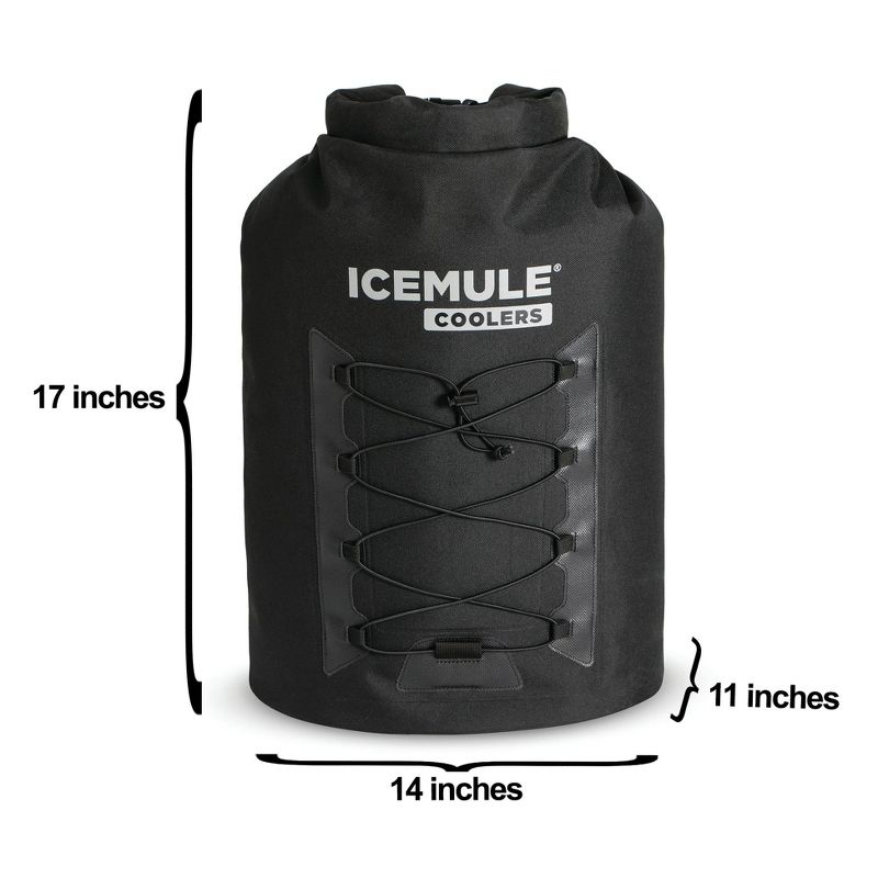 IceMule 1014-BK Pro Large Collapsible Portable Soft Sided Roll Top 23 Liter 18 Can Lightweight Insulated Waterproof Leak Proof Backpack Cooler Bag