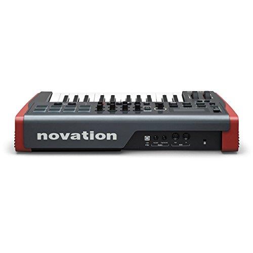 Novation Impulse 25 USB-MIDI Keyboard and Bundle with 2 MIDI to 2 MIDI (Dual) Cable + Samson Stereo Headphones + Fibertique Cleaning Cloth