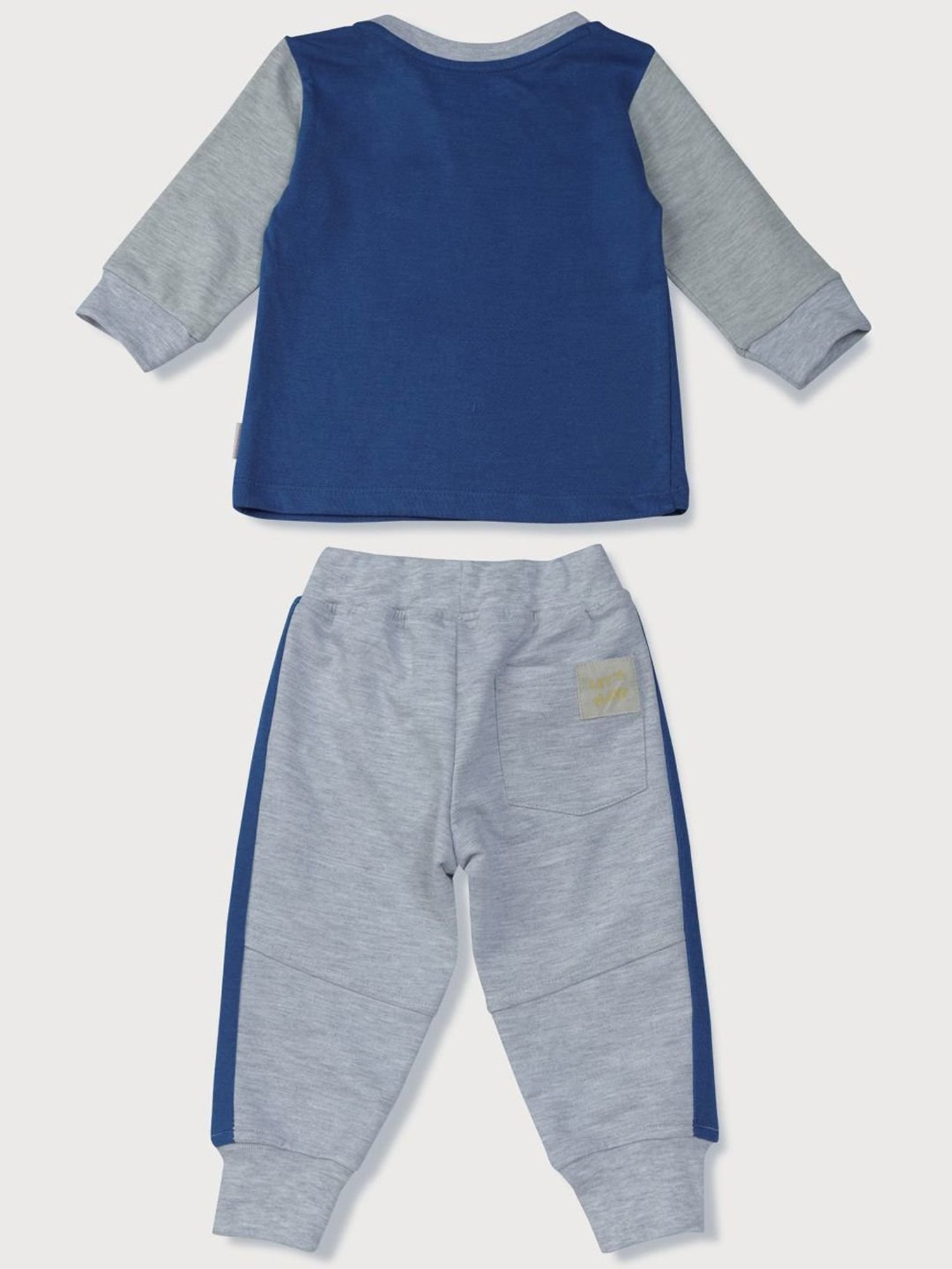 GJ baby Kids Blue & Grey Cotton Color Block Full Sleeves Sweatshirt Set