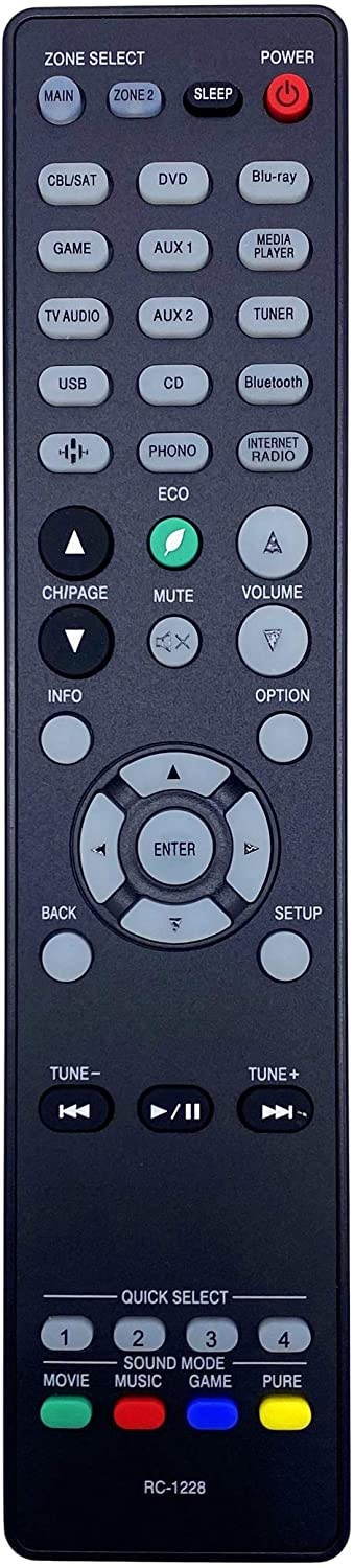 INTECHING RC-1228 AV Receiver Remote Control for Denon AVR-S640H, AVR-S650H, AVR-S730H, AVR-S740H, AVR-S750H, AVR-S900W, AVR-S920W, AVR-S930H, AVR-S940H, AVR-S950H, AVR-X1400H, AVR-X1500H, AVR-X1600H