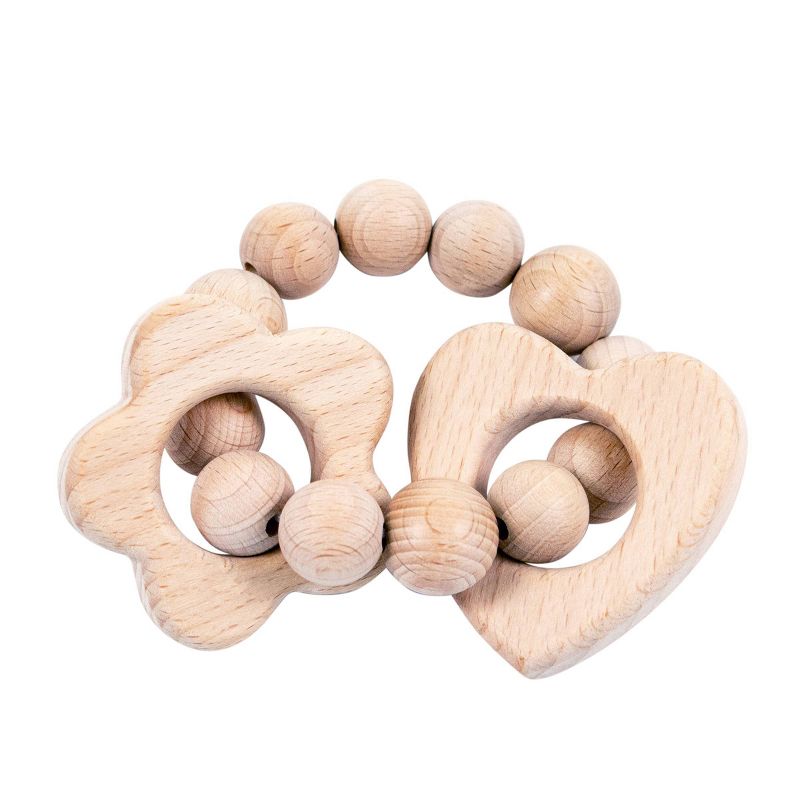 Bebe au Lait Wooden Teethers - Heart Flower