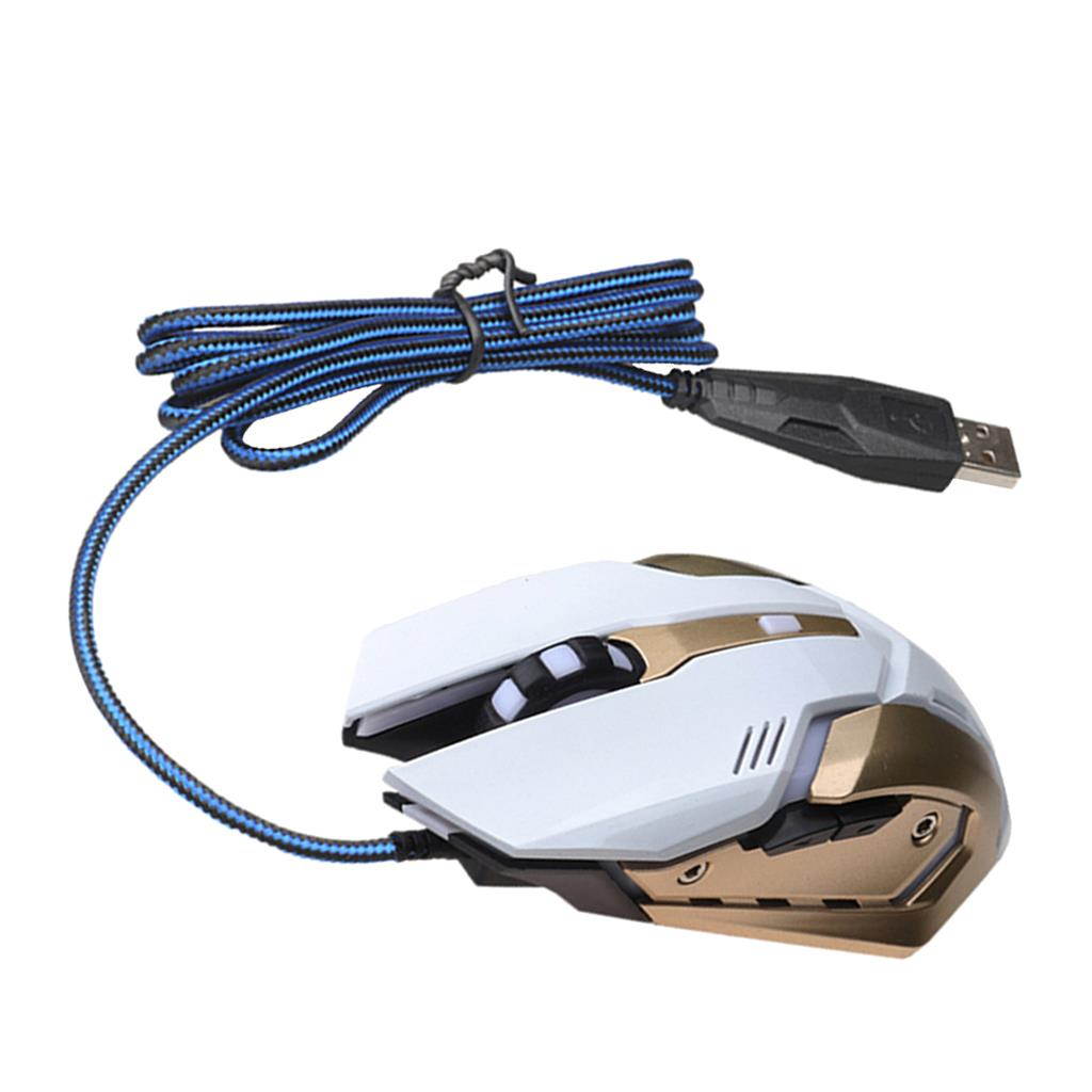 7-Key 2400DPI Colorful LED Backlit Professional Optical Gaming Mouse White