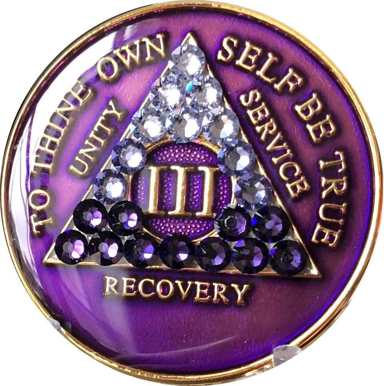 3 Year AA Medallion Purple Tri-Plate Transition Swarovski Crystal Chip III