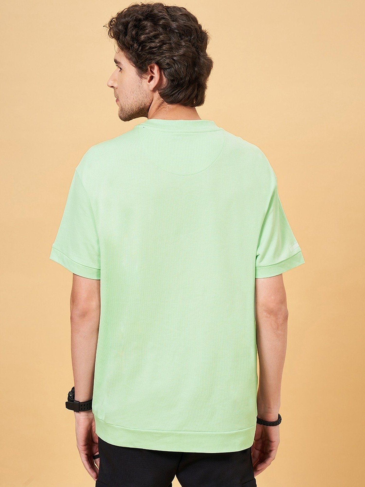 Street 808 by Pantaloons Mint Green Cotton Boxy Fit Printed T-Shirt