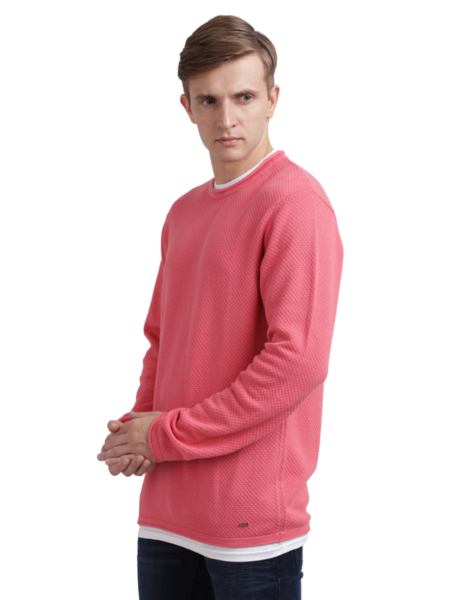 Parx Pink Cotton Regular Fit Sweaters