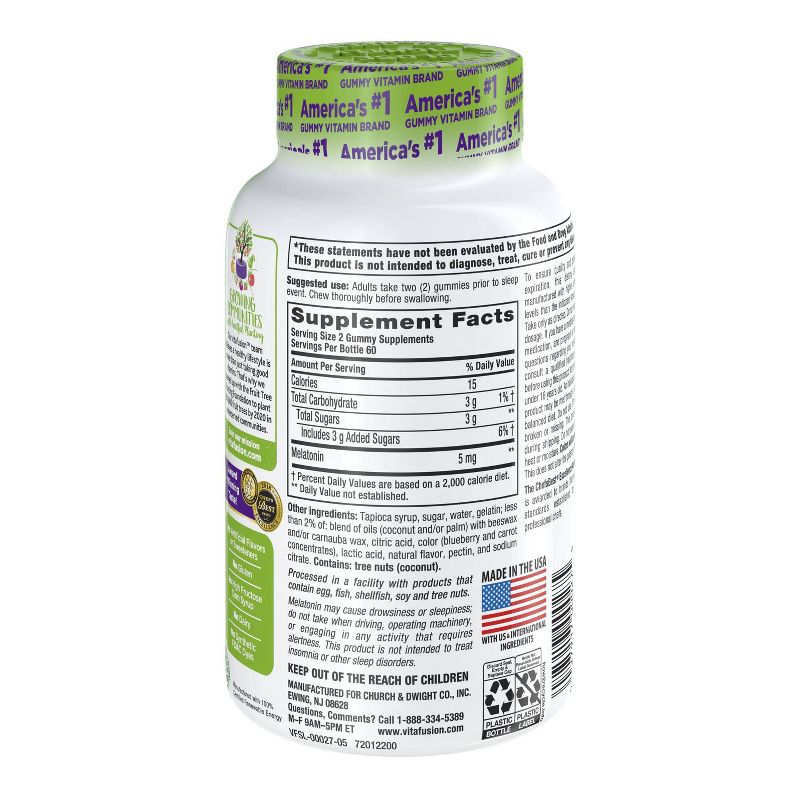 Vitafusion Extra Strength Melatonin Vitamin Gummies - Blackberry - 120ct