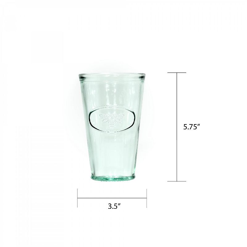 Amici Home Italian Recycled Green Bee Hiball Glass, 16oz, Set of 6