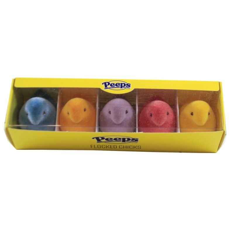 Easter 1.75" Boxed Flocked Peeps Set / 5 Decor Decorate Basket Chicks  -  Decorative Figurines