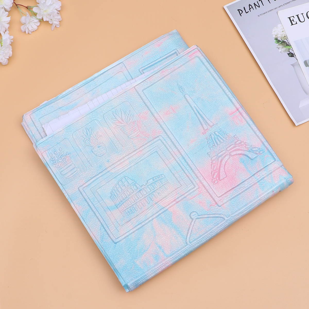 3D Wall Stickers Embossment Background Wall Photo Frame Nordic Style Anti-collision Decoration Wallpaper for Living Room (Photo Frame-White)