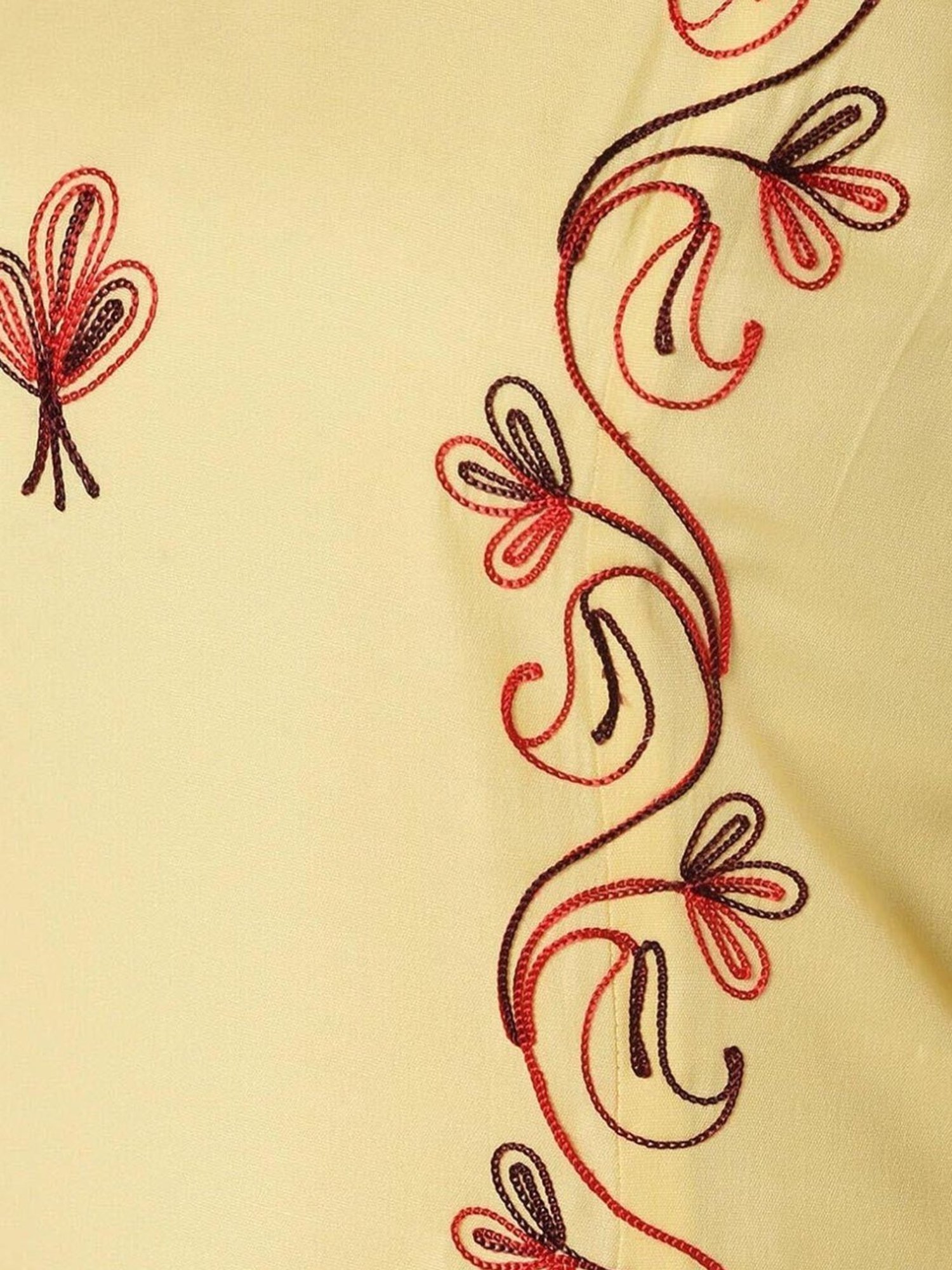 Kaanchie Nanggia Yellow Cotton Embroidered Kurta