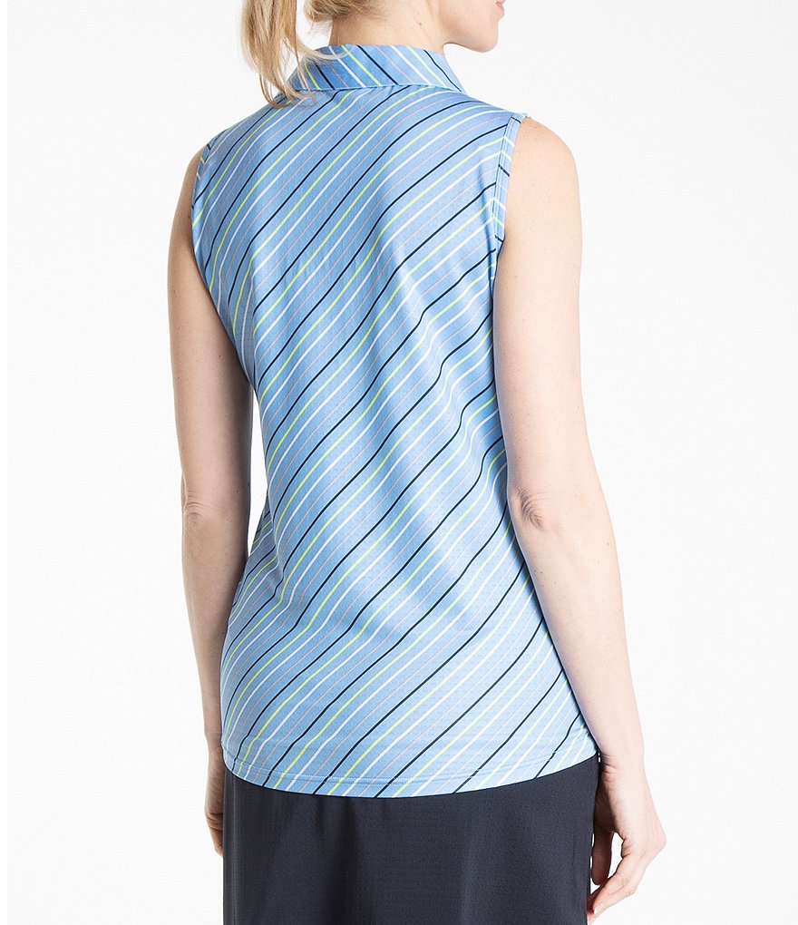 Bette & Court Breeze Sleeveless Print Block Polo Top