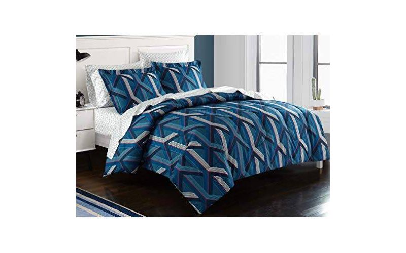Twin XL Geo Hex Bed in a Bag Blue - Heritage Club
